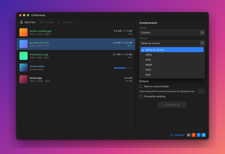 MediaHuman Compressa screenshot