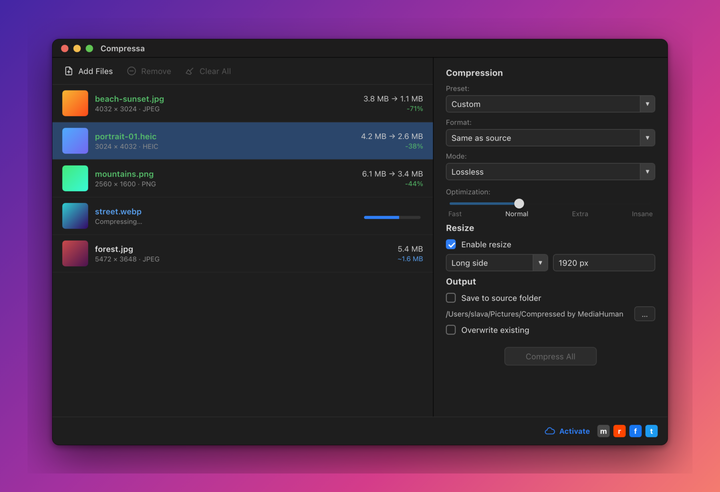 MediaHuman Compressa screenshot